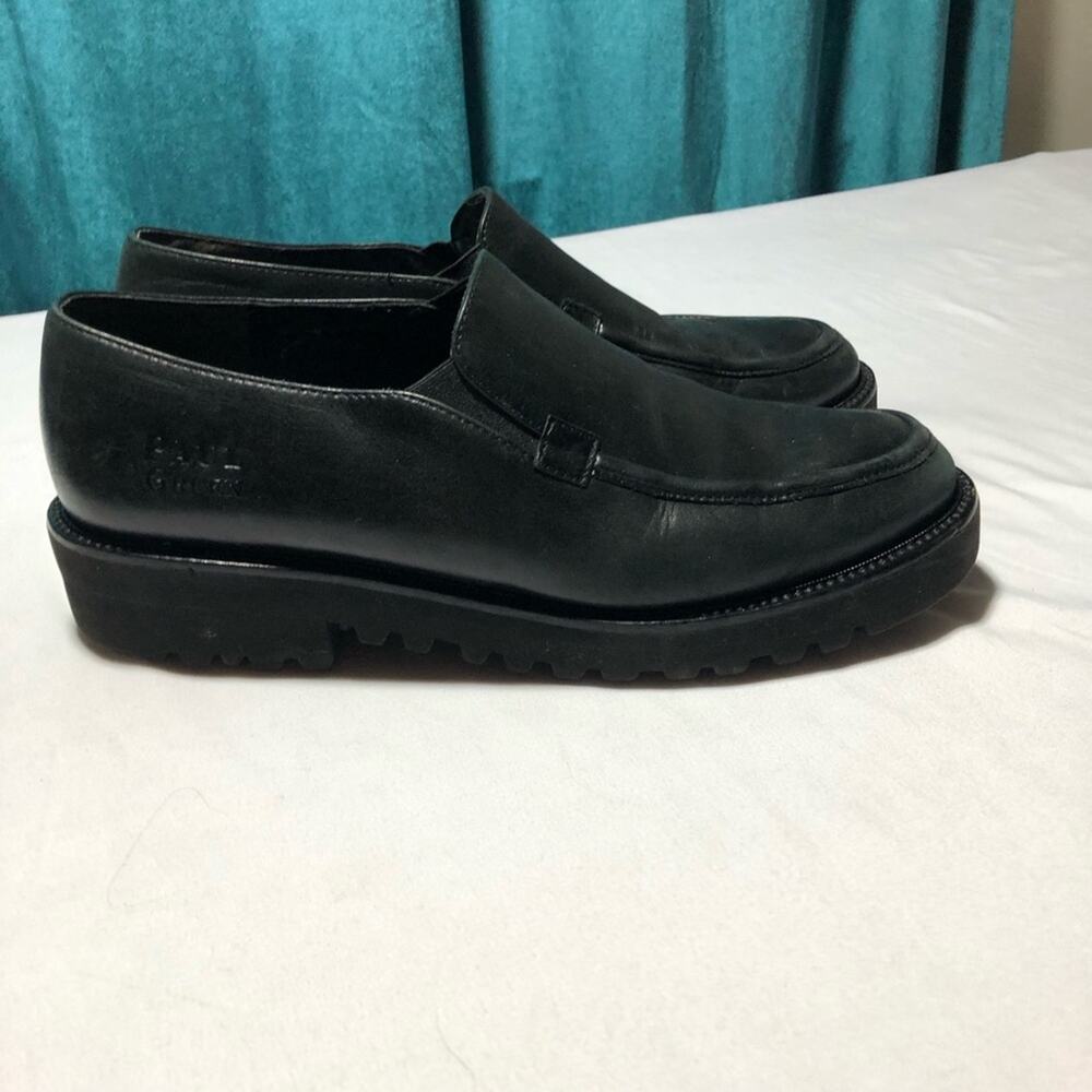 Paul Green womens black leather chunky slip on loafers 8 lug grunge whimsigoth